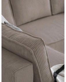 Béžová menčestrová rozkladacia rohová pohovka (ľavý roh/do tvaru "U") Brave Dave – Miuform