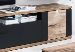 Obývacia stena Boston, čierna/dub ribbeck, s osvetlením