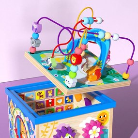 LEAN Toys Vzdelávacie puzzle Drevená kocka Abeceda vzor Sorter