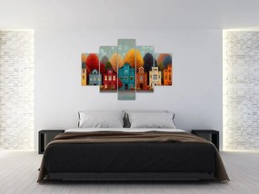 Obraz - Maľované jesenné mesto (150x105 cm)