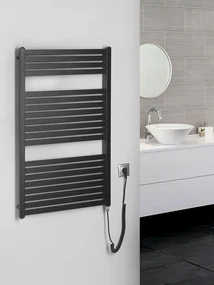 Aqualine Sapho, TONDI-E elektrické vykurovacie teleso, rovné, 600x970 mm, 400W, čierna matná, DE466T