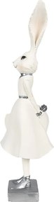 Dekorácia socha biela zajačica v šatách - 13*11*37 cm