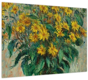 Sklenený obraz - Claude Monet, Jerusalem Artichoke Flowers, reprodukcia (70x50 cm)