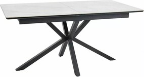 Rozkladací jedálenský stôl Logan 160/200 cm keramika biely mramor/čierny