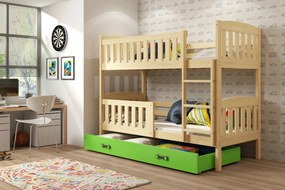 Interbeds Poschodová posteľ Kubus prírodná so šuplíkom 200cm x 90cm - zelená