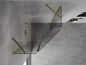 Mexen Mist, päťuholníkový sprchový kút výklopný 100 x 100 cm, číre sklo, zlatý lesklý profil, 8A8-100-100-50-00