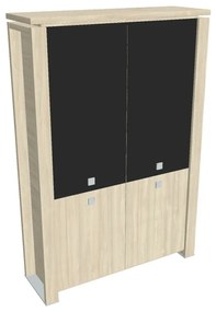 Vysoká skriňa Verno+ 140 x 46 x 210 cm, kombinované dvere, agát / čierna