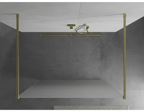 Mexen Kioto, sprchová zástena Walk-In 130 x 200 cm, 8mm sklo námraza, zlatý matný profil, 800-130-002-55-30