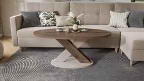 Mazzoni LOXA Orech Elegant / Béžová Taupe - OVÁLNY KONFERENČNÝ STOLÍK 120x65 cm