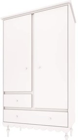 Detská šatníková skriňa so šuplíkmi, šatníkovou tyčou a policami BABUSHKA biela