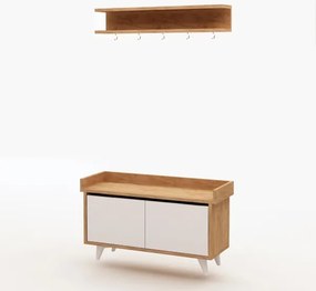 Nástenný vešiak ARASSO 18,8x80 cm + skrinka na topánky 60x90 biela/hnedá