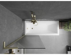 Mexen Next L, 1-krídlová vaňová zástena 70 x 150 cm, 6mm sklo s rebrovým vzorom, zlatý matný profil, 895-070-000-03-09-55