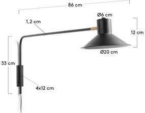 Čierne nástenné svietidlo ø 20 cm Aria – Kave Home