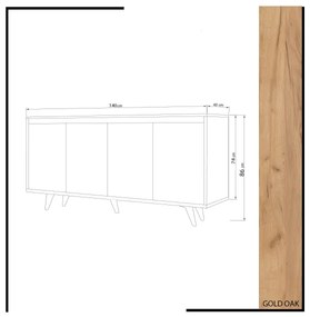 Komoda SHANS 86x140 cm hnedá/biela