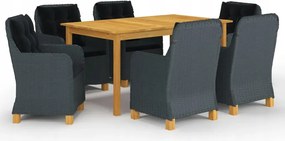 vidaXL 7-dielna záhradná jedálenská súprava tmavosivá