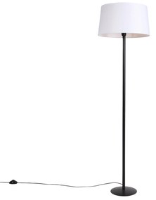 Stojaca lampa čierna s bielym ľanovým tienidlom 45 cm - Simplo
