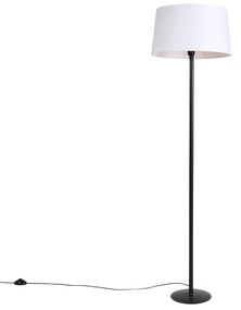 Stojaca lampa čierna s bielym ľanovým tienidlom 45 cm - Simplo