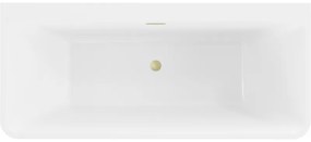 Mexen Volta, voľne stojaca nástenna vaňa 150 x 75 cm, biela-čierna, zlatý matný prepad, 51131507575-55