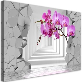 Obraz na plátně, Orchidej na abstraktním 3D pozadí - 120x80 cm