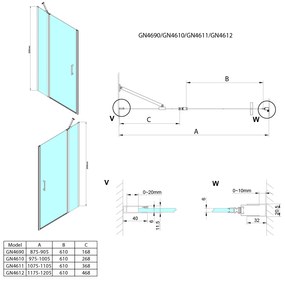 Gelco Gelco, LORO sprchové dvere s pevnou časťou 1100 mm, číre sklo, GN4611