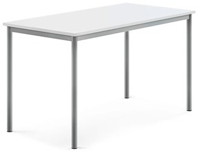 Stôl BORÅS, 1400x700x760 mm, laminát - biela, strieborná
