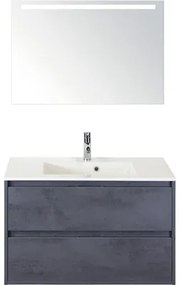 Kúpeľňová zostava Sanox Porto mramor zrkadlo 90 cm antracit s LED