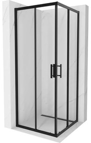 Mexen Rio, štvorcový sprchovací kút s posuvnými dverami 80(dvere) x 80(dvere) x 190 cm, 6mm číre sklo, čierny profil, 860-080-080-70-00