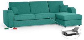 Rohová sedacia súprava na každodenné spanie LIVORNO s rozkladom, tyrkysová (penelope 18), 140