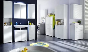 Kúpeľňová skrinka pod umývadlo Amanda 301, lesklá biela