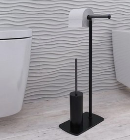 Gedy Gedy, FLORIDA stojan s držiakom na toaletný papier a WC kefou, čierna matná, 733214