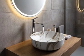 Sapho Sapho, RONDEA keramické umývadlo na dosku priemer 41cm, bianco carrara, AR445BC