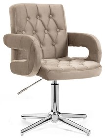 LuxuryForm DESIGN Stolička BOSTON VELUR na striebornom kríži - latte