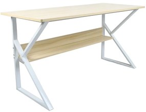 Tempo Kondela Písací stôl s policou, dub prírodný/biela, TARCAL 100