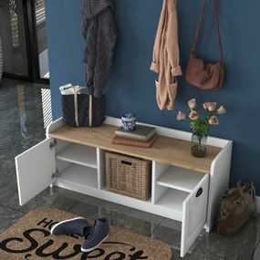 Nástenný vešiak s botníkom Polo White and WalnutWalnut