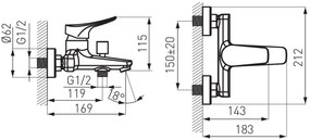 F-Design Brezza, vaňová batéria bez sprchovej sady, chróm lesklý, FD1-BRZ-1-11