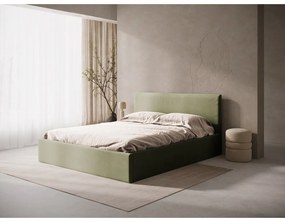 Zelená čalúnená dvojlôžková posteľ s úložným priestorom/bez čela s roštom 180x200 cm Susan – Micadoni