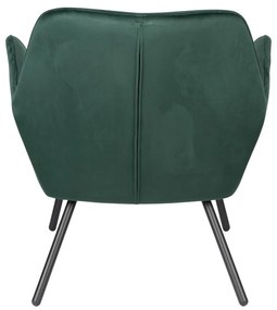 Tmavozelené zamatové kreslo White Label Bon