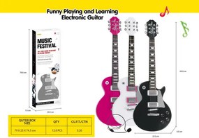 Detská elektrická gitara s mikrofónom a slúchadlami ružová