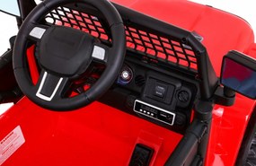 Ramiz Autíčko Jeep Dark Night na batérie pre deti červené + pomalý štart + EVA kolesá + LED audio