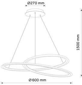 LED Luster na lanku TANGO LED/44W/230V 4000K pr. 60 cm čierna