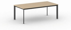 Kancelársky stôl PRIMO INVITATION, čierna podnož, 2000 x 1000 mm, sivá