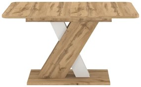 Jedálenský rozkladací stôl, dub wotan/biela, 140-180x85 cm, EXIL