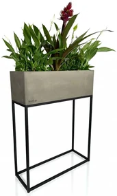 Kovový vysoký kvetináč v šedej farbe s hladkým povrchom LOFT FIORINO 62X22X80 cm
