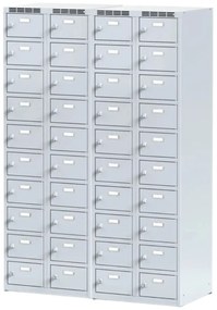 Alfa 3 Šatníková skrinka S6 s úložnými boxami, 20 boxov, 1800 x 600 x 500 mm, otočný zámok, tmavosivé dvere