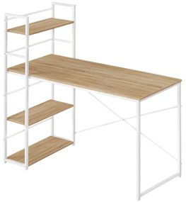Písací stôl MAX 4.0 SONOMA s regálom a bielymi nohami 120x44 cm