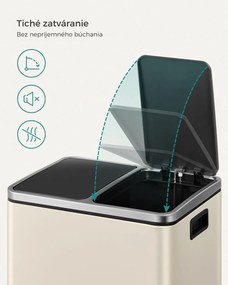 Kôš na separovanie odpadu SORT 30l (2×15l), béžová/strieborná/čierna SongmicsHome