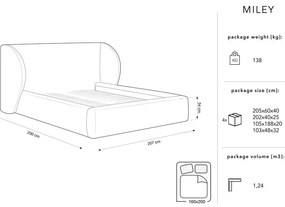 Tmavosivá čalúnená dvojlôžková posteľ s úložným priestorom s roštom 160x200 cm Miley – Micadoni Home