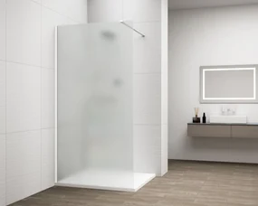 Erga Paris, sprchová zástena Walk-In 50x200 cm, 8mm sklo námraza, biely profil, ERG-V02-PARIS-050x200-FR-WH