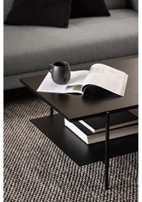 Čierny konferenčný stolík s doskou v dekore jaseňového dreva Actona Angus