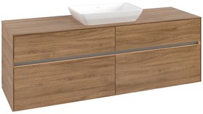 VILLEROY &amp; BOCH Collaro závesná skrinka pod umývadlo na dosku (umývadlo v strede), 4 zásuvky, s LED osvetlením, 1600 x 500 x 548 mm, Oak Kansas, C120B0RH